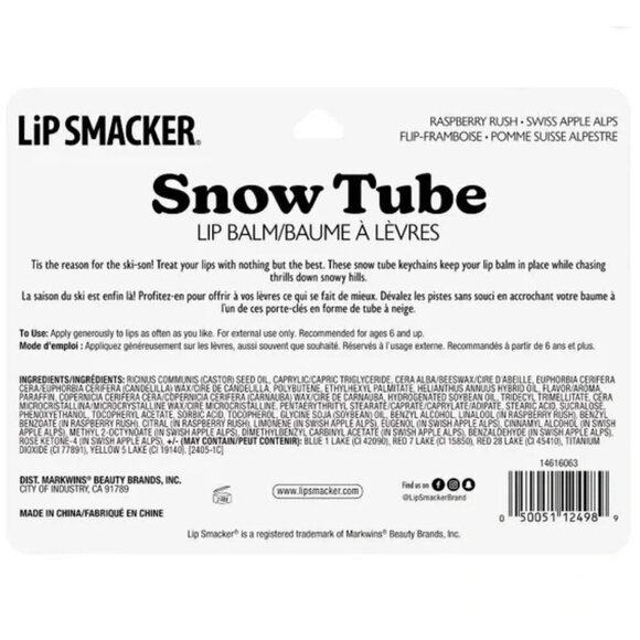 Lip Smacker Snow Tube Lip Balm & Key Chain 2 Packs Raspberry Apple Holiday - Picture 6 of 9